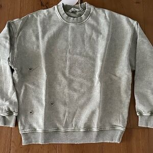 NWT Free People Falling Forward Destroyed Snow Washed Sweatshirt